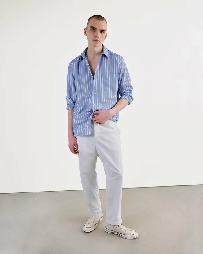 FINN SHIRT Lgr Stripes Skywhite Men Nili Lotan Shirts