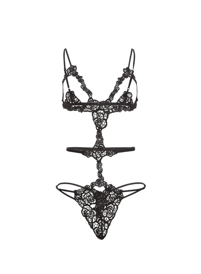 Fleur Du Mal Bodysuits Fleur Guipure Bodysuit Black 8211 Women