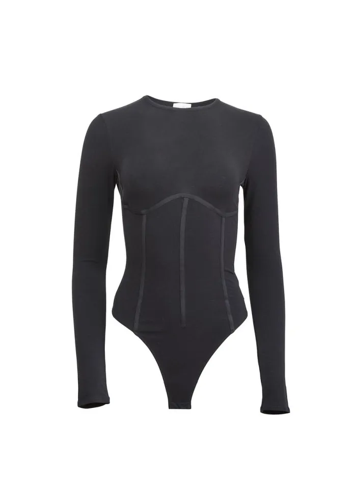Fleur Du Mal Bodysuits Organic Cotton Long Sleeve TShirt Bodysuit Black 8211 Women Fleur Du Mal Bodysuits Organic Cotton Long Sleeve TShirt Bodysuit Black 8211 Women