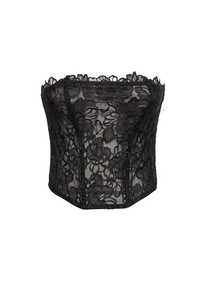 Fleur Du Mal Bustiers and Bra Tops Whitney Embroidery Corset Top Black 8211 Women Fleur Du Mal Bustiers and Bra Tops Whitney Embroidery Corset Top Black 8211 Women