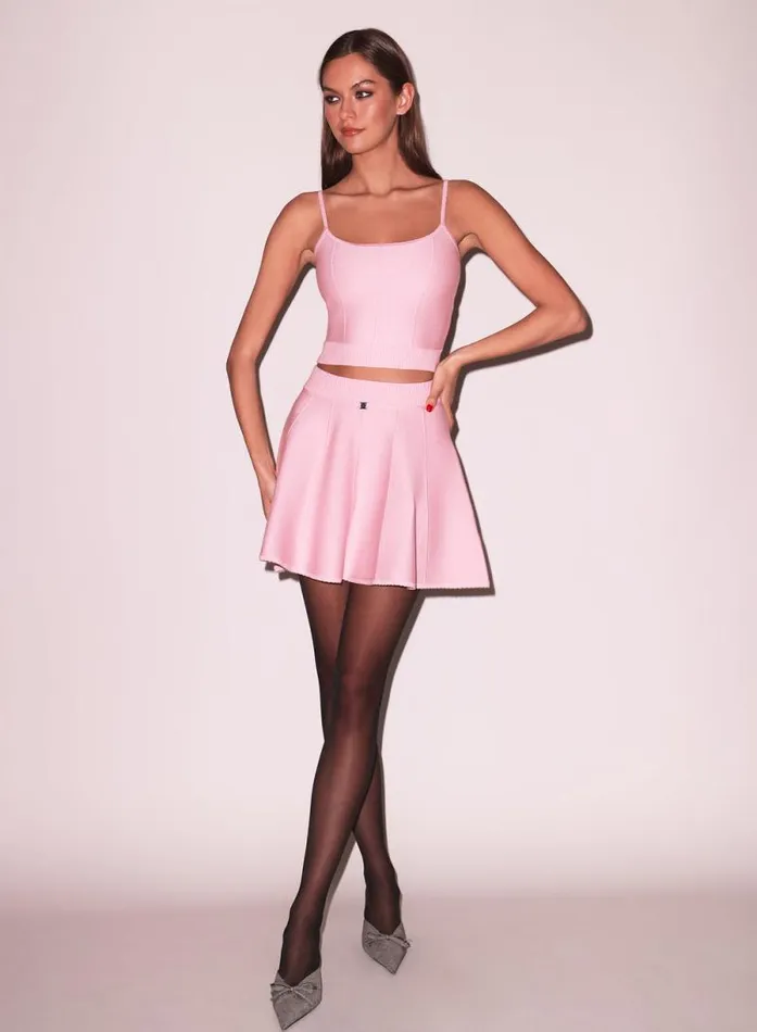Fleur Du Mal Knitwear Knit Flared Mini Skirt Cherry Blossom 8211 Women Fleur Du Mal Knitwear Knit Flared Mini Skirt Cherry Blossom 8211 Women