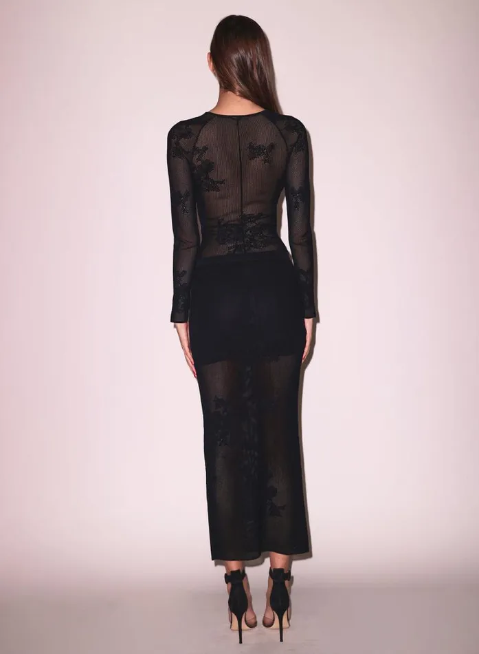 Fleur Du Mal Knitwear Lace Pointelle Maxi Skirt Black 8211 Women Fleur Du Mal Knitwear Lace Pointelle Maxi Skirt Black 8211 Women
