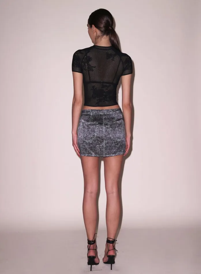 Fleur Du Mal Knitwear Lace Pointelle Tee Black 8211 Women Fleur Du Mal Knitwear Lace Pointelle Tee Black 8211 Women