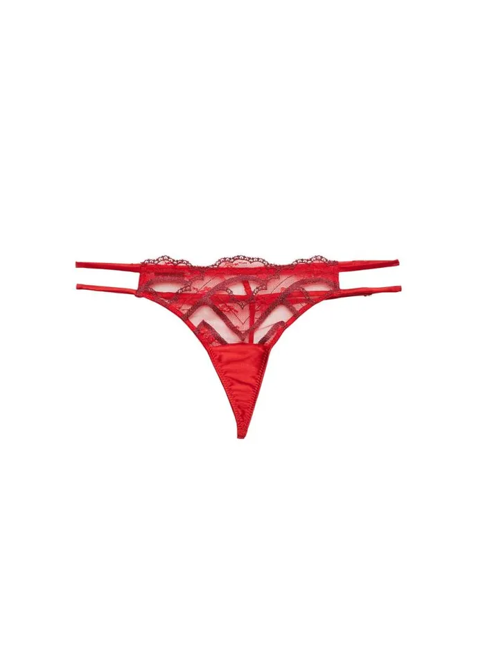 Fleur Du Mal Pleasure Hendrix Embroidery VString Rouge 8211 Women