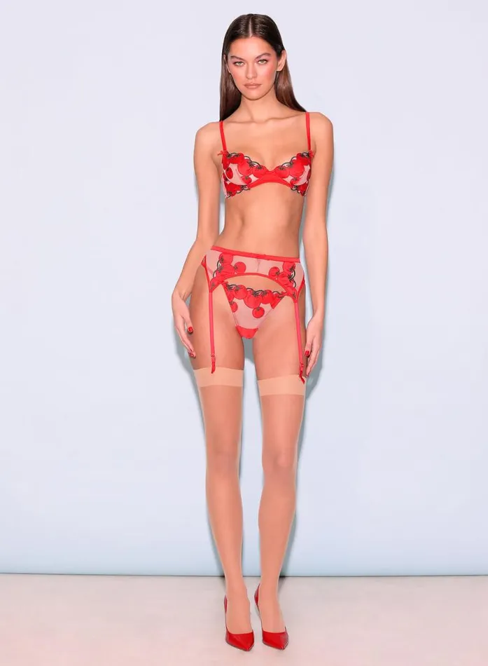 Fleur Du Mal Pleasure Pomodoro Embroidery Demi Bra Sauce 8211 Women Fleur Du Mal Pleasure Pomodoro Embroidery Demi Bra Sauce 8211 Women