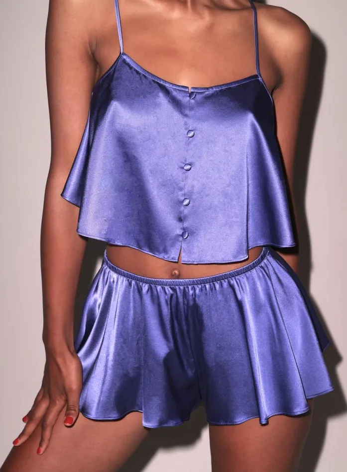 Fleur Du Mal Sleepwear Luxe Flutter Short Periwinkle 8211 Women Fleur Du Mal Sleepwear Luxe Flutter Short Periwinkle 8211 Women