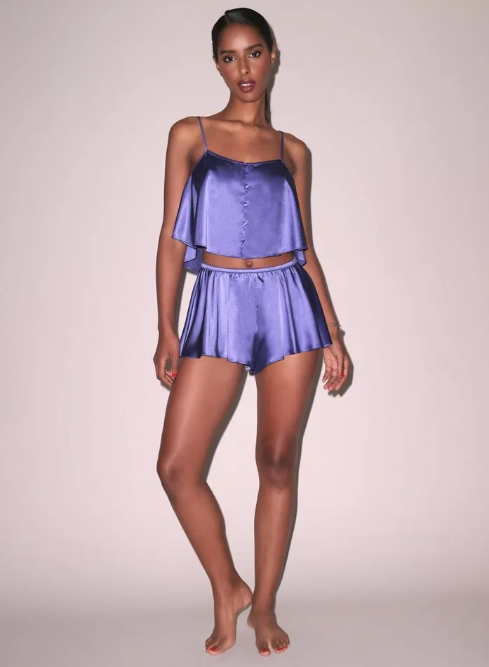 Fleur Du Mal Sleepwear Luxe Flutter Short Periwinkle 8211 Women Fleur Du Mal Sleepwear Luxe Flutter Short Periwinkle 8211 Women