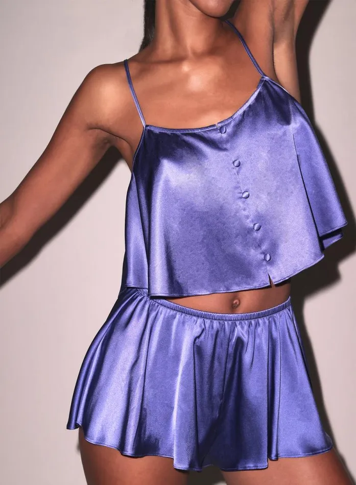 Fleur Du Mal Sleepwear Luxe Flutter Short Periwinkle 8211 Women Fleur Du Mal Sleepwear Luxe Flutter Short Periwinkle 8211 Women