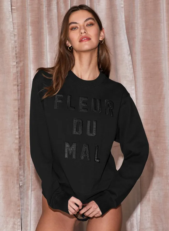 Fleur Du Mal Sleepwear Unisex Logo Sweatshirt Black 8211 Women Fleur Du Mal Sleepwear Unisex Logo Sweatshirt Black 8211 Women
