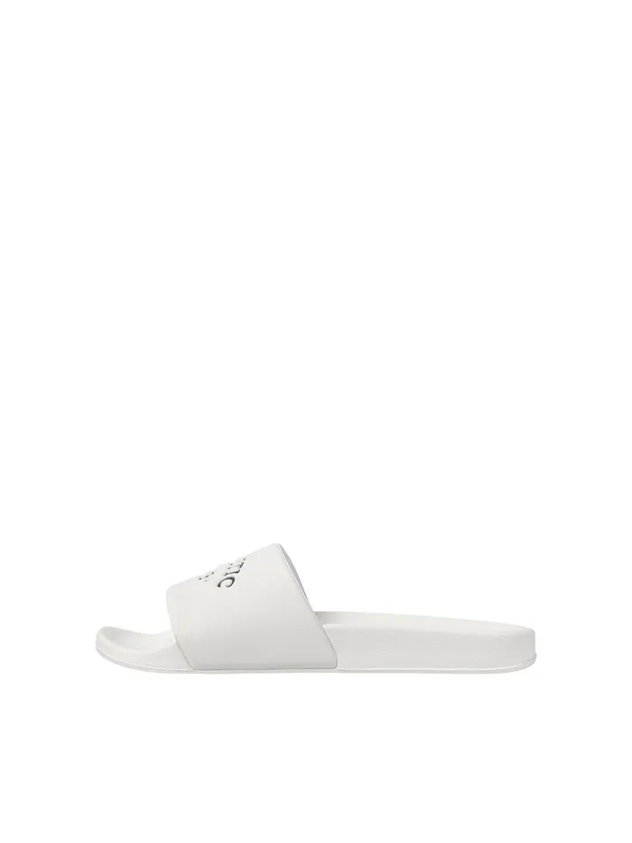 Flip Flops and Sandals JACK and JONES Mens LOGO SLIDES White Cloud Dancer Popular