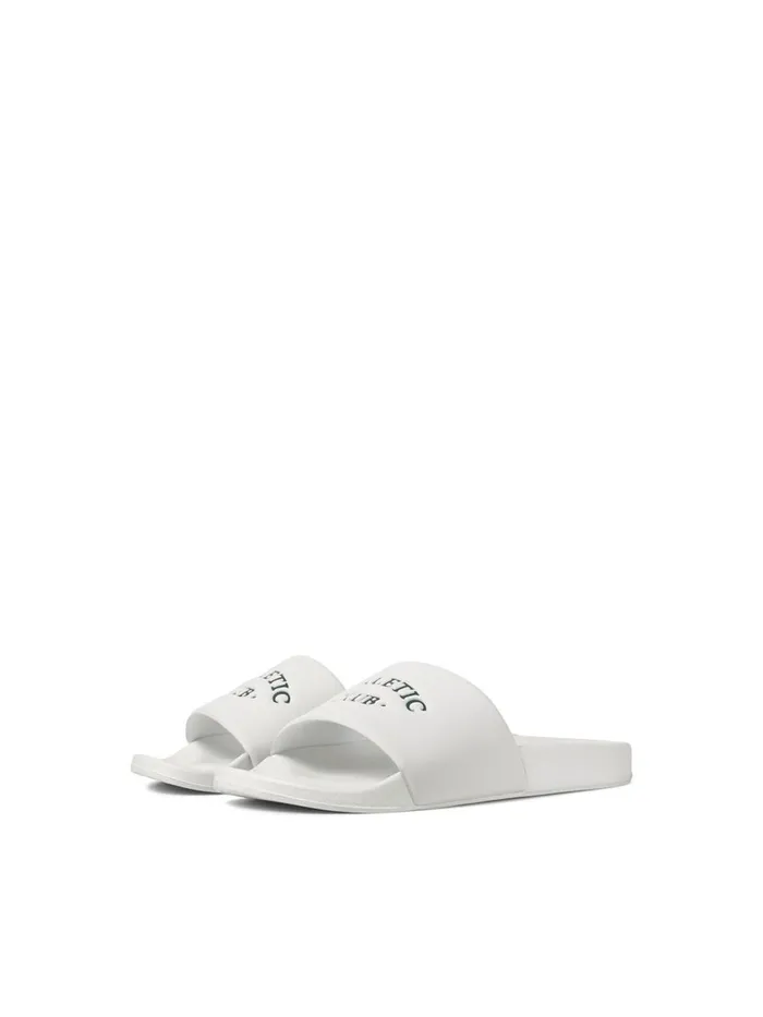 Flip Flops and Sandals JACK and JONES Mens LOGO SLIDES White Cloud Dancer Popular