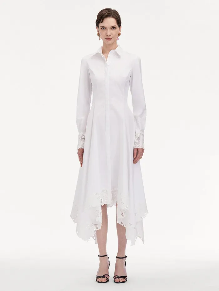 Floral Guipure Handkerchief Dress White Women Oscar De La Renta Dresses Floral Guipure Handkerchief Dress White Women Oscar De La Renta Dresses
