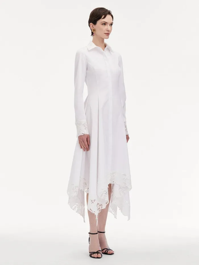 Floral Guipure Handkerchief Dress White Women Oscar De La Renta Dresses Floral Guipure Handkerchief Dress White Women Oscar De La Renta Dresses