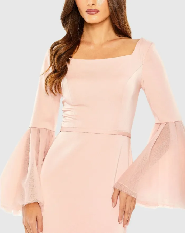 Flounce Sleeve Square Neck Column Gown Navy Women Evening Gowns Mac Duggal Flounce Sleeve Square Neck Column Gown Navy Women Evening Gowns Mac Duggal