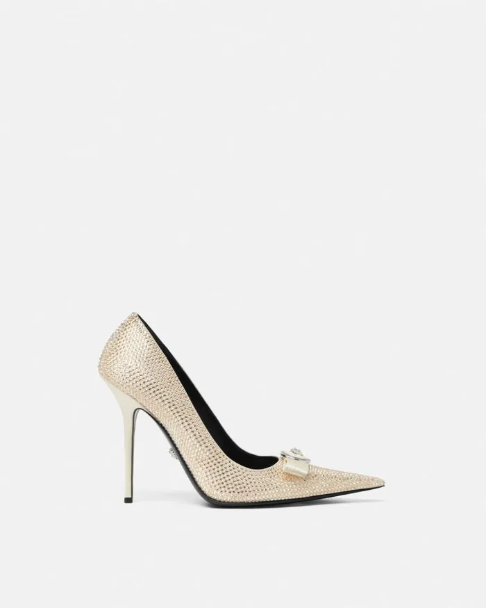 Gianni Ribbon Crystal Pumps 110 Mm Beige Women Versace Pumps and Slingbacks