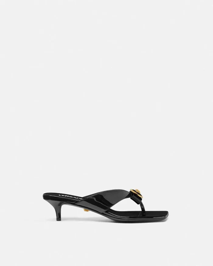 Gianni Ribbon Mules 45 Mm Blackgold Women Versace Sandals