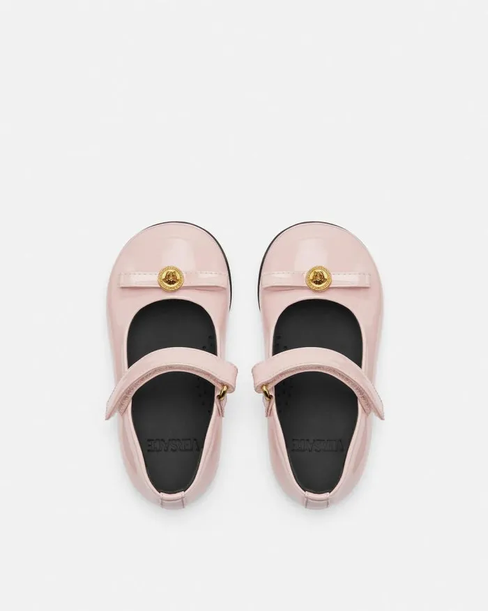 Gianni Ribbon Patent Baby Ballerinas Light Pink Children Versace Shoes