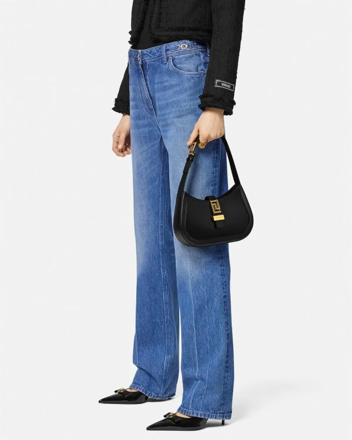 Greca Goddess Small Hobo Bag Blackgold Women Versace Shoulder and Crossbody