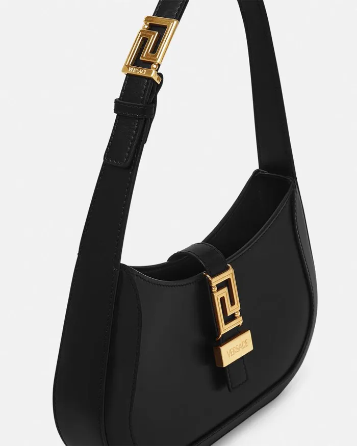 Greca Goddess Small Hobo Bag Blackgold Women Versace Shoulder and Crossbody