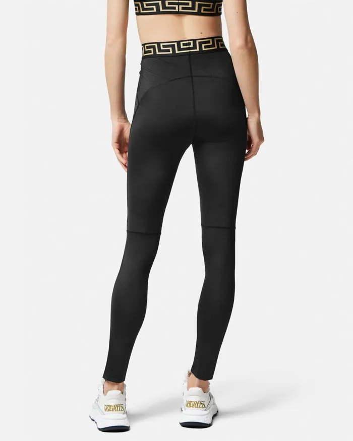 Greca Gym Leggings Black Women Versace Activewear