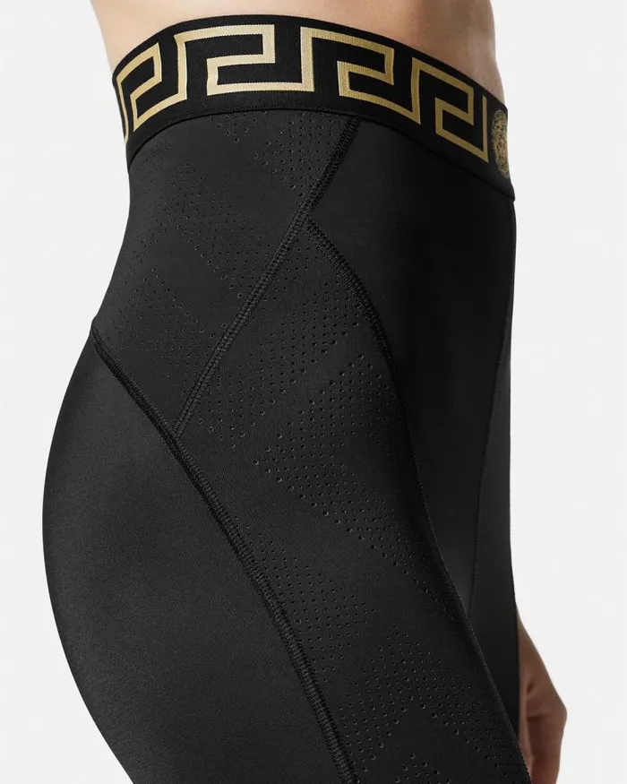 Greca Gym Leggings Black Women Versace Activewear