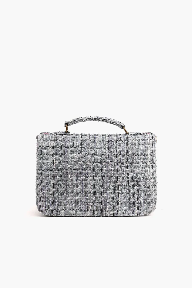 Hand Held beaded Clutch with Adjustable Chain Lt Blue Women Crossbody Bags America and Beyond