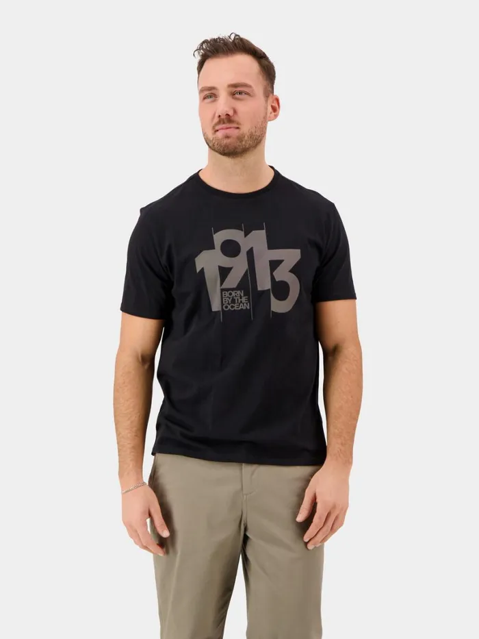 Heritage Printed Men039s Tshirt Black Men Didriksons Tshirts and Polos