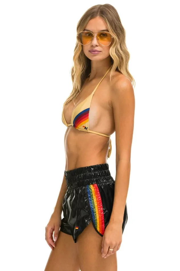 High Rise 5 Stripe Nylon Jogger Short 8211 Black Women Aviator Nation Shorts