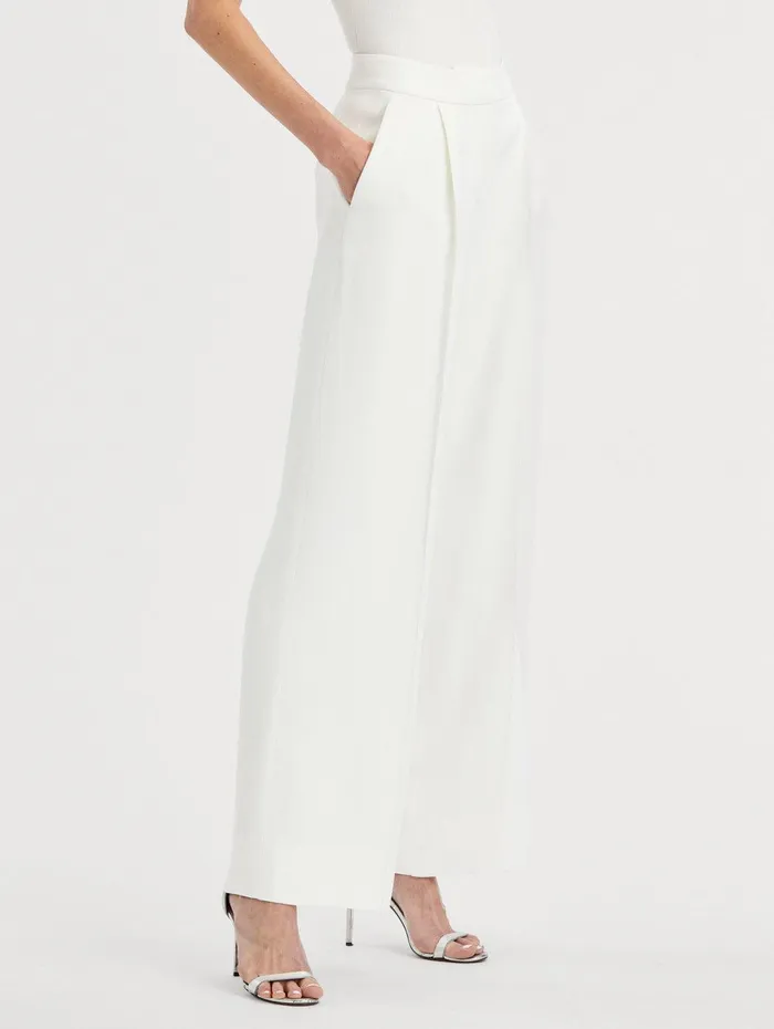 High Waisted Wide Leg Pant Ivory Women Oscar De La Renta Pants and Skirts High Waisted Wide Leg Pant Ivory Women Oscar De La Renta Pants and Skirts
