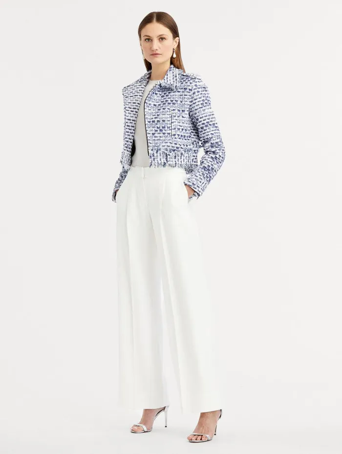 High Waisted Wide Leg Pant Ivory Women Oscar De La Renta Pants and Skirts High Waisted Wide Leg Pant Ivory Women Oscar De La Renta Pants and Skirts