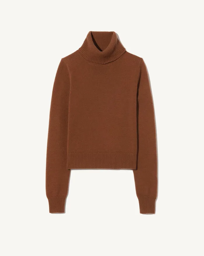 HOLLYN CASHMERE TURTLENECK SWEATER Coffee Women Nili Lotan Knits and Sweaters