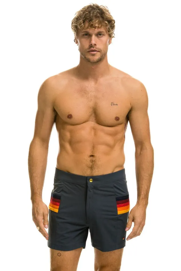 Horizontal 5 Stripe Flex Shorts 8211 Titanium Men Aviator Nation Shorts