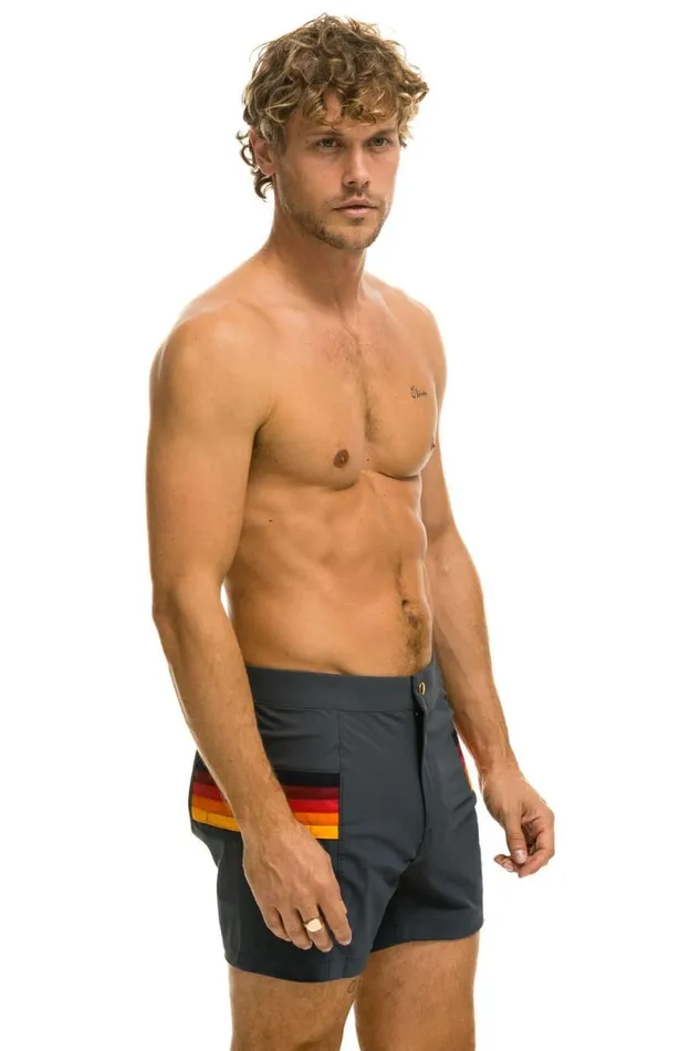 Horizontal 5 Stripe Flex Shorts 8211 Titanium Men Aviator Nation Shorts