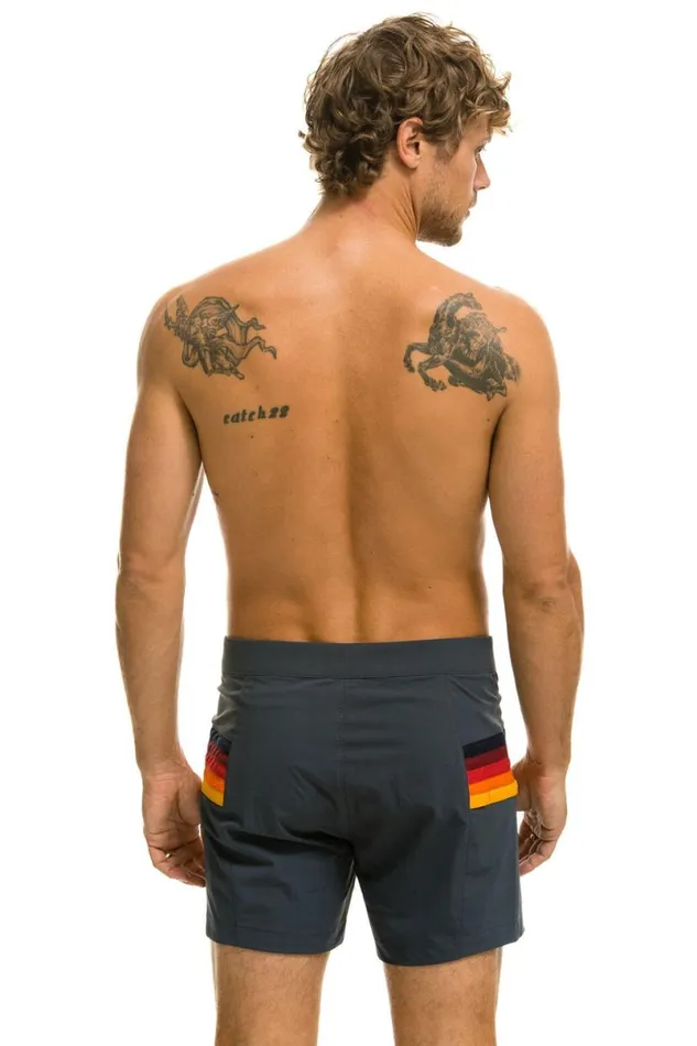 Horizontal 5 Stripe Flex Shorts 8211 Titanium Men Aviator Nation Shorts