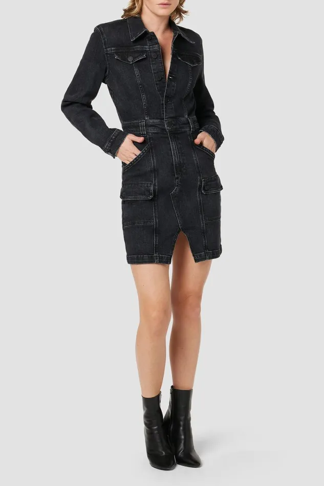 Hudson Jeans Dresses and Jumpsuits Long Sleeve Reconstructed Dress Black Ink 8211 Women Hudson Jeans Dresses and Jumpsuits Long Sleeve Reconstructed Dress Black Ink 8211 Women