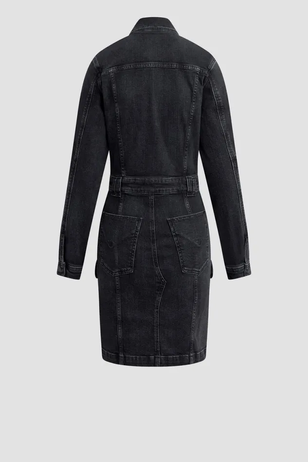 Hudson Jeans Dresses and Jumpsuits Long Sleeve Reconstructed Dress Black Ink 8211 Women