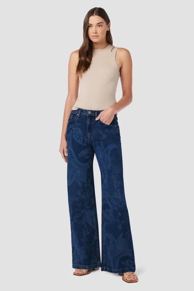 Hudson Jeans Wide Leg Jodie HighRise Loose Wide Leg Jean Indigo Paisley 8211 Women