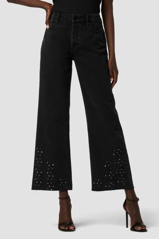 Hudson Jeans Wide Leg Rosie HighRise Wide Leg Ankle Jean Black Glitter 8211 Women Hudson Jeans Wide Leg Rosie HighRise Wide Leg Ankle Jean Black Glitter 8211 Women