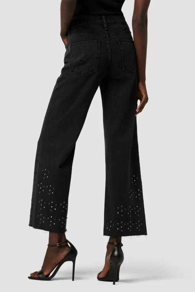 Hudson Jeans Wide Leg Rosie HighRise Wide Leg Ankle Jean Black Glitter 8211 Women Hudson Jeans Wide Leg Rosie HighRise Wide Leg Ankle Jean Black Glitter 8211 Women