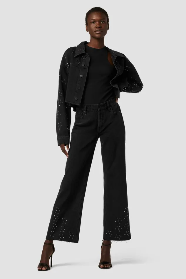 Hudson Jeans Wide Leg Rosie HighRise Wide Leg Ankle Jean Black Glitter 8211 Women Hudson Jeans Wide Leg Rosie HighRise Wide Leg Ankle Jean Black Glitter 8211 Women