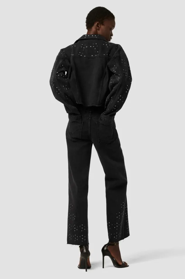 Hudson Jeans Wide Leg Rosie HighRise Wide Leg Ankle Jean Black Glitter 8211 Women Hudson Jeans Wide Leg Rosie HighRise Wide Leg Ankle Jean Black Glitter 8211 Women