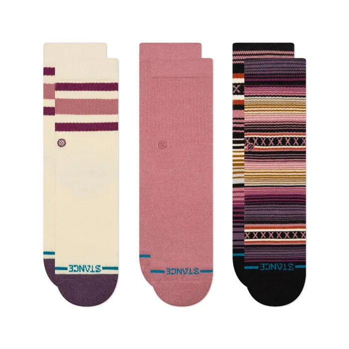 Icon Mixed Crew Socks 3 Pack Dustyrose Kids Stance Kids
