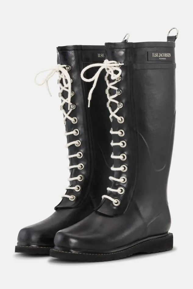 Ilse Jacobsen Long Rubber Boots 8211 Black Women Rainboots Long