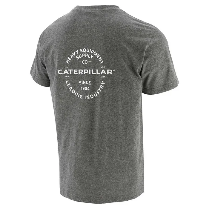 Industry Leader Short Sleeve Pocket Tee Dark Heather Grey Men Cat Footwear Tops and Outerwear