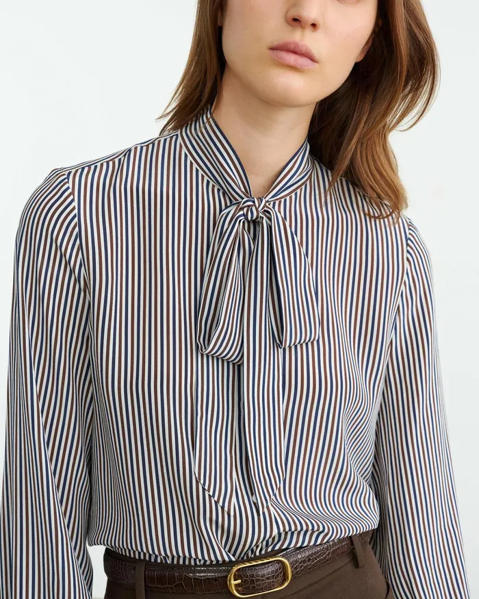 IRINA SILK BLOUSE Ivybrnnavy Stripe Women Nili Lotan Tops