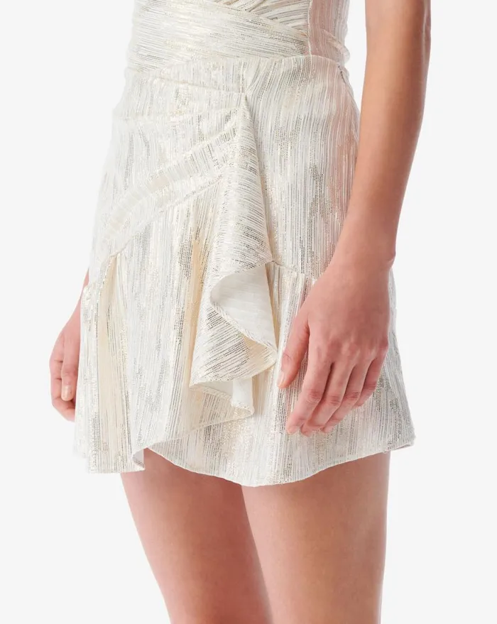IRO IMANE RUFFLED LUREX MINISKIRT Grey Lurex Women Shorts and Skirts