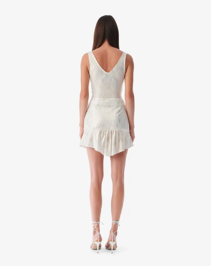IRO IMANE RUFFLED LUREX MINISKIRT Grey Lurex Women Shorts and Skirts