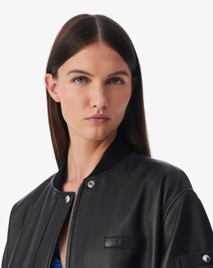 IRO KEREM OVERSIZED LEATHER BOMBER Black Women Jackets and Coats