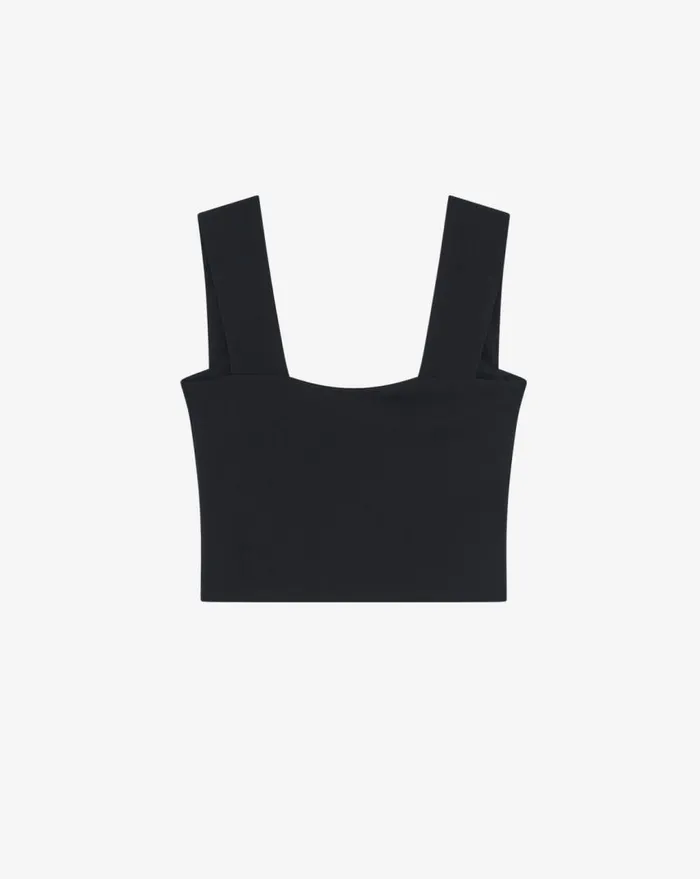 IRO RAE SQUARE NECK JERSEY CROP TOP Black Women Tops and Shirts