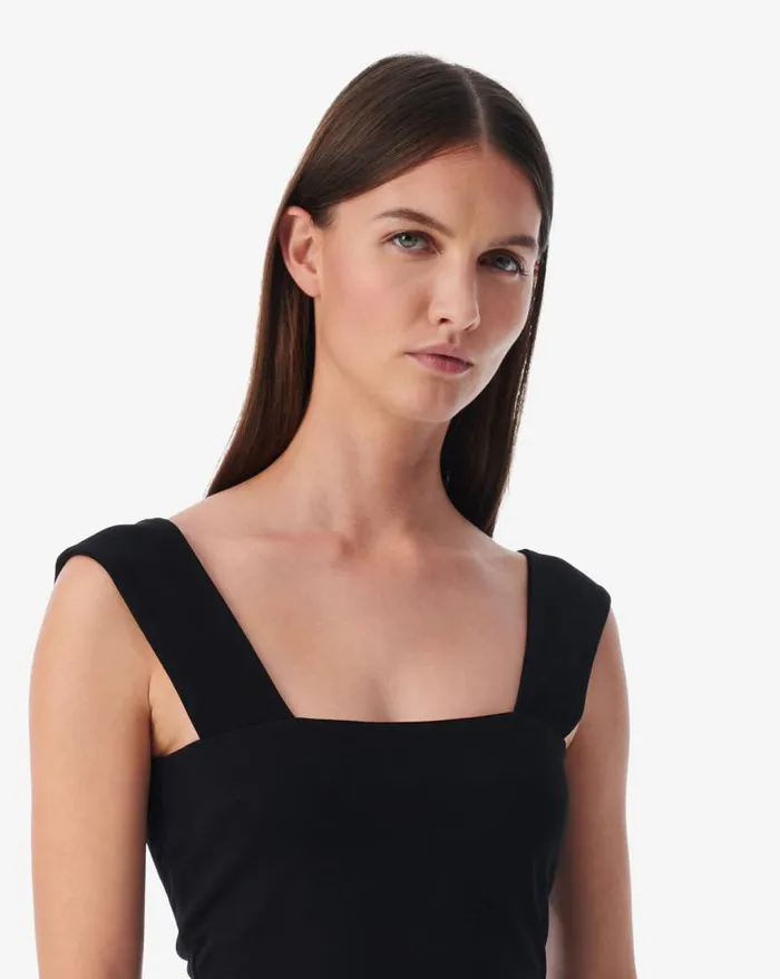 IRO RAE SQUARE NECK JERSEY CROP TOP Black Women Tops and Shirts